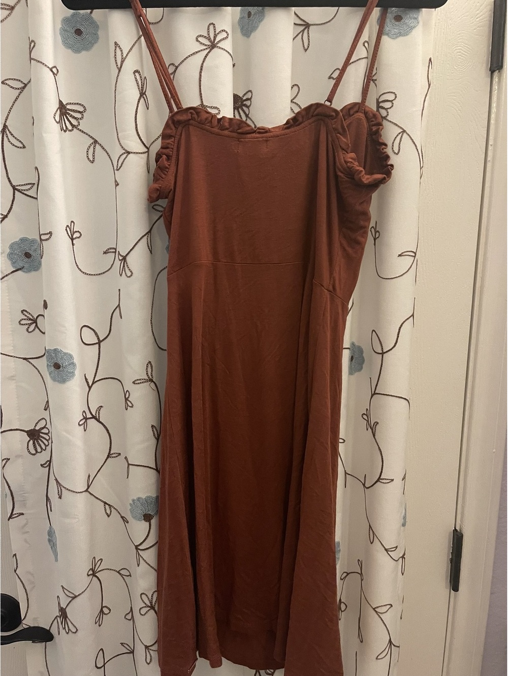 Volcom | S | Rust Brown Ruffle Trim Slip Dress - Picture 6 of 6